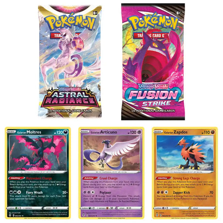Pokemon Galarian Birds Trio Blister – Inhalt: Astral Radiance und Fusion Strike Boosterpacks mit allen 3 Promo-Karten