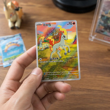 Pokemon Gem Pack Vol. 4 CBB4 – Ponyta Art Rare (0107/07 ★★★) in der Hand, exklusives CHN-Artwork