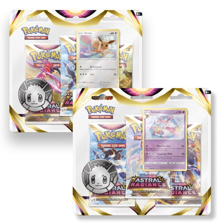 Pokemon Astral Radiance 3-Pack Blister – beide Varianten: Evoli-Promo und Sylveon-Promo im Vergleich