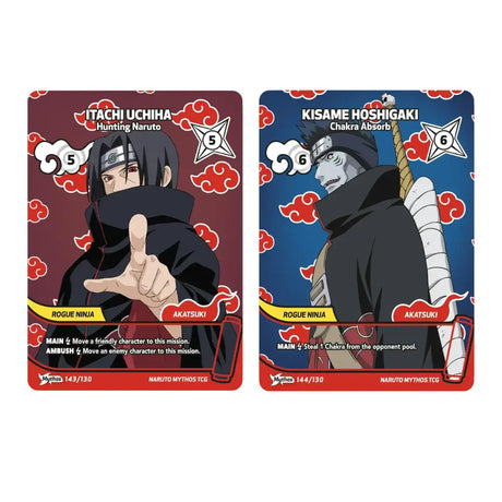 Naruto Mythos TCG Special Pack Itachi und Kisame – beide exklusiven Mythos-Promokarten (143/130, 144/130) – bei CardsRfun