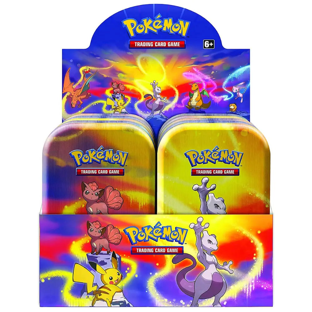 Pokemon Kanto Power Mini Tin Display-Box mit Pikachu, Mewtu und weiteren Kanto-Tins