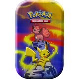 Pokemon Kanto Power Mini Tin Pikachu und Vulpix – Nahaufnahme mit gelben Energiewirbeln