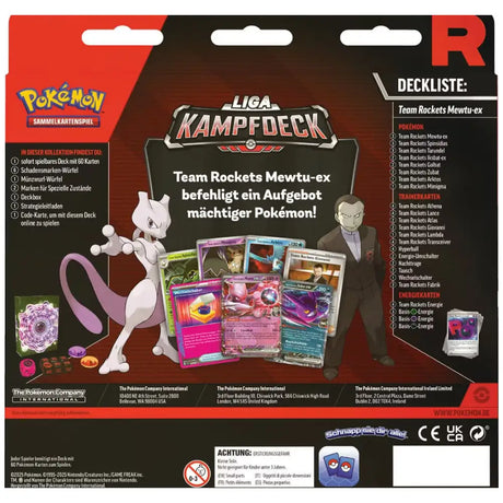 Pokemon Liga Kampfdeck Team Rockets Mewtu ex Rueckseite – Vollstaendige Deckliste mit Team Rocket Pokemon und Trainerkarten