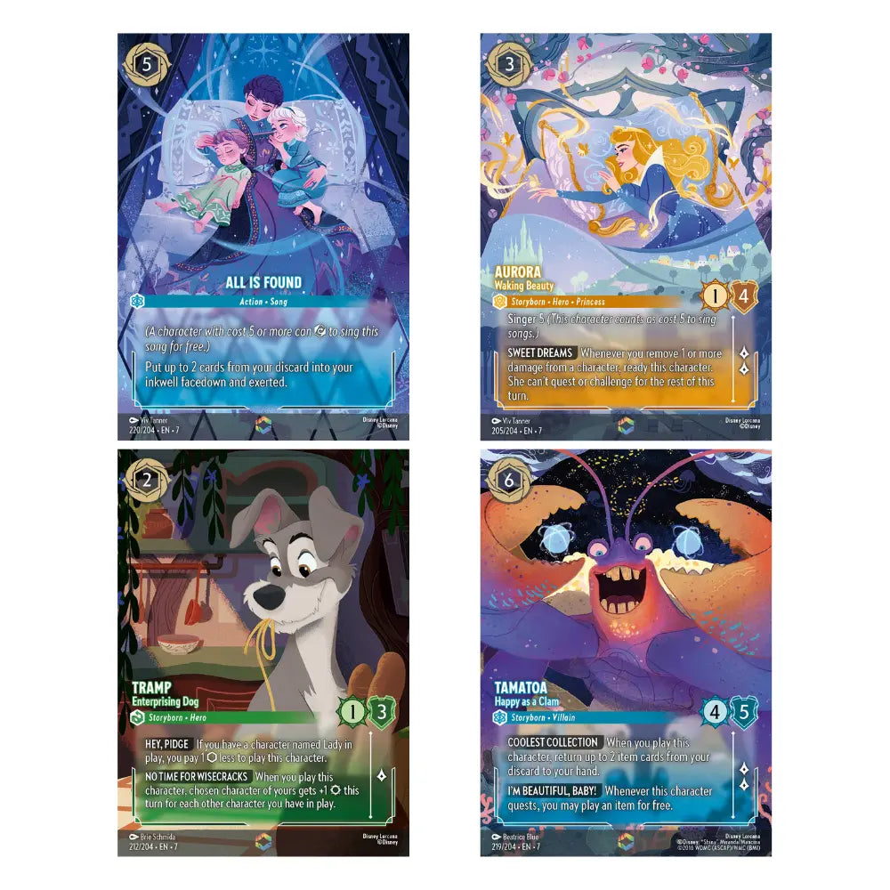 Disney Lorcana Archazia's Island Enchanted-Karten – Aurora, Tramp & Tamatoa – bei CardsRfun