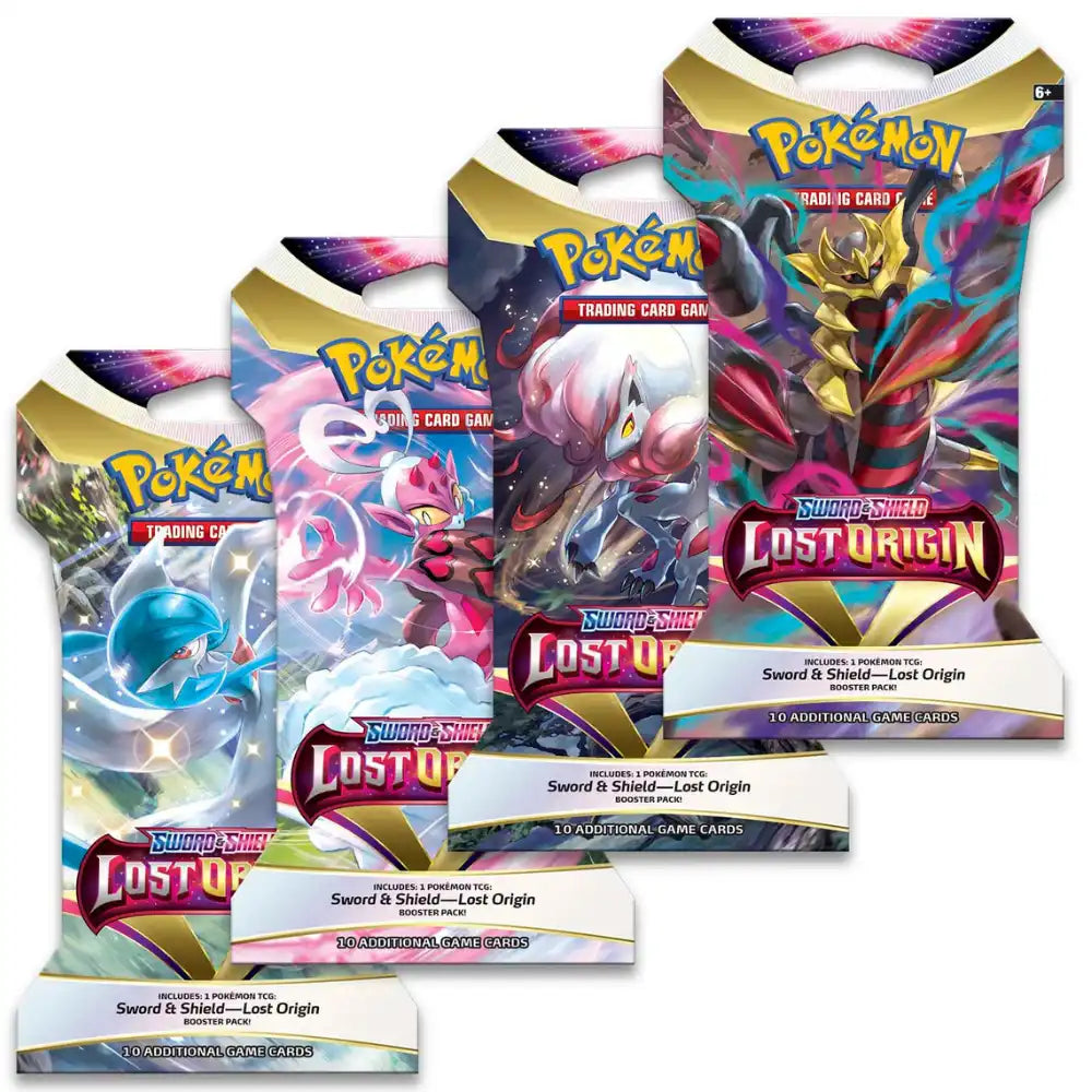 Pokemon Lost Origin Sleeved Booster – alle vier Artwork-Varianten: Giratina, Kyurem, Zoroark und Enamorus