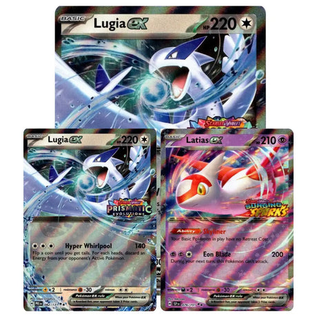 Pokemon Lugia ex & Latias ex Premium Collection – alle drei Promo-Karten: Lugia ex Oversize und Standard, Latias ex mit PRE-Stempel