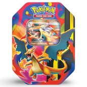 Pokemon Mega Charizard Tin – Mega Charizard Y ex Promo Tin Nahaufnahme, rotes Artwork