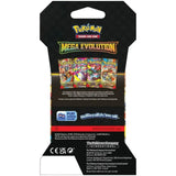 Pokemon Mega Evolution Sleeved Booster Rueckseite – Alle 4 Artwork-Varianten im Ueberblick, 180 Karten im Set, 10 Karten pro Pack