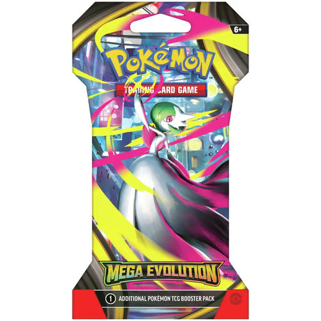 Pokemon Mega Evolution Sleeved Booster – Mega Gardevoir Artwork-Variante, pinkes dynamisches Design mit gelben Farbakzenten
