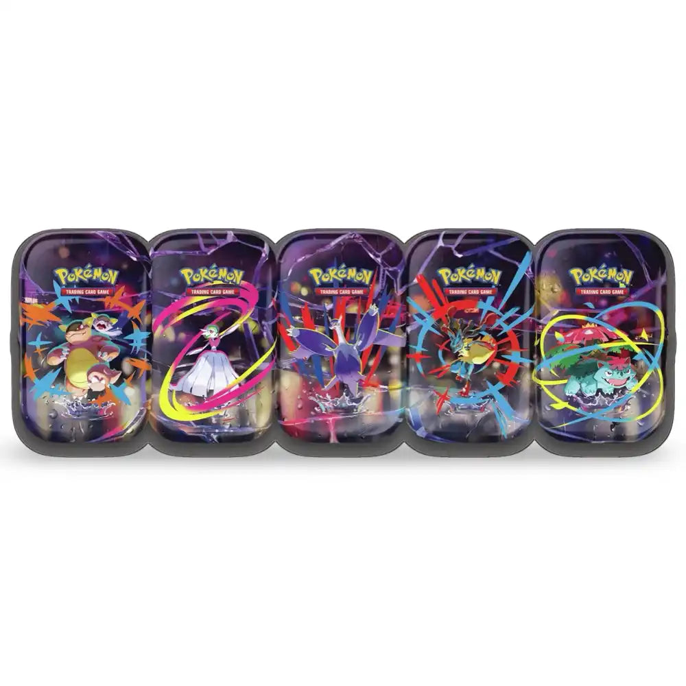 Pokemon Mega Heroes Mini Tin – Alle 5 Varianten nebeneinander: Laschoking, Guardevoir, Lucario, Mega Bisaflor und weitere