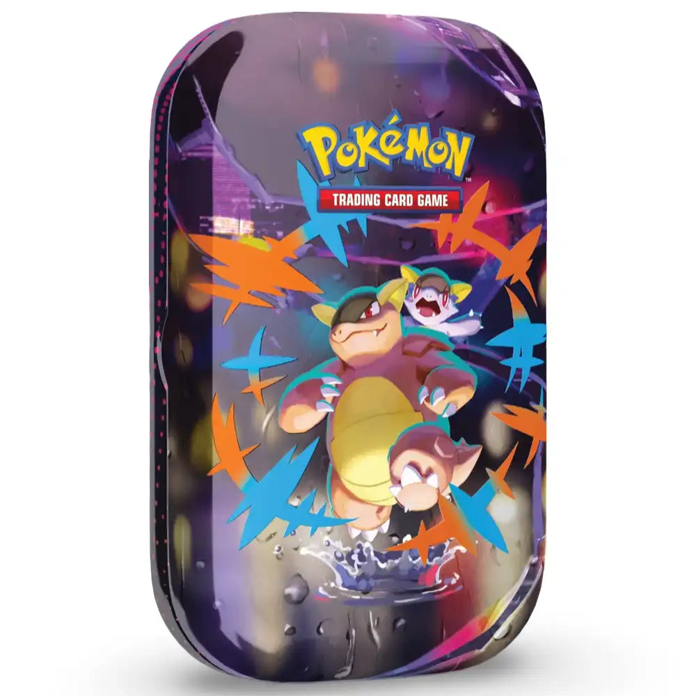Pokemon Mega Heroes Mini Tin – Laschoking Variante mit orange-blauem Funken-Artwork auf weissem Hintergrund