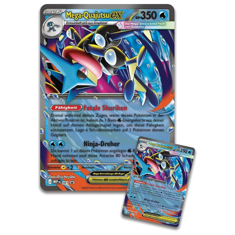 Pokemon Mega-Quajutsu-ex Foil-Promokarte MEP DE 081 und Oversize-Wackelbild – bei CardsRfun