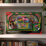 Pokemon Mega Venusaur ex Premium Collection im Regal – Lifestyle mit gegradetem Pikachu und Bulbasaur-Figur