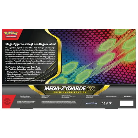 Pokemon Mega-Zygarde ex Premium Kollektion (DE) – Rueckseite der Box mit deutschen Inhaltsangaben