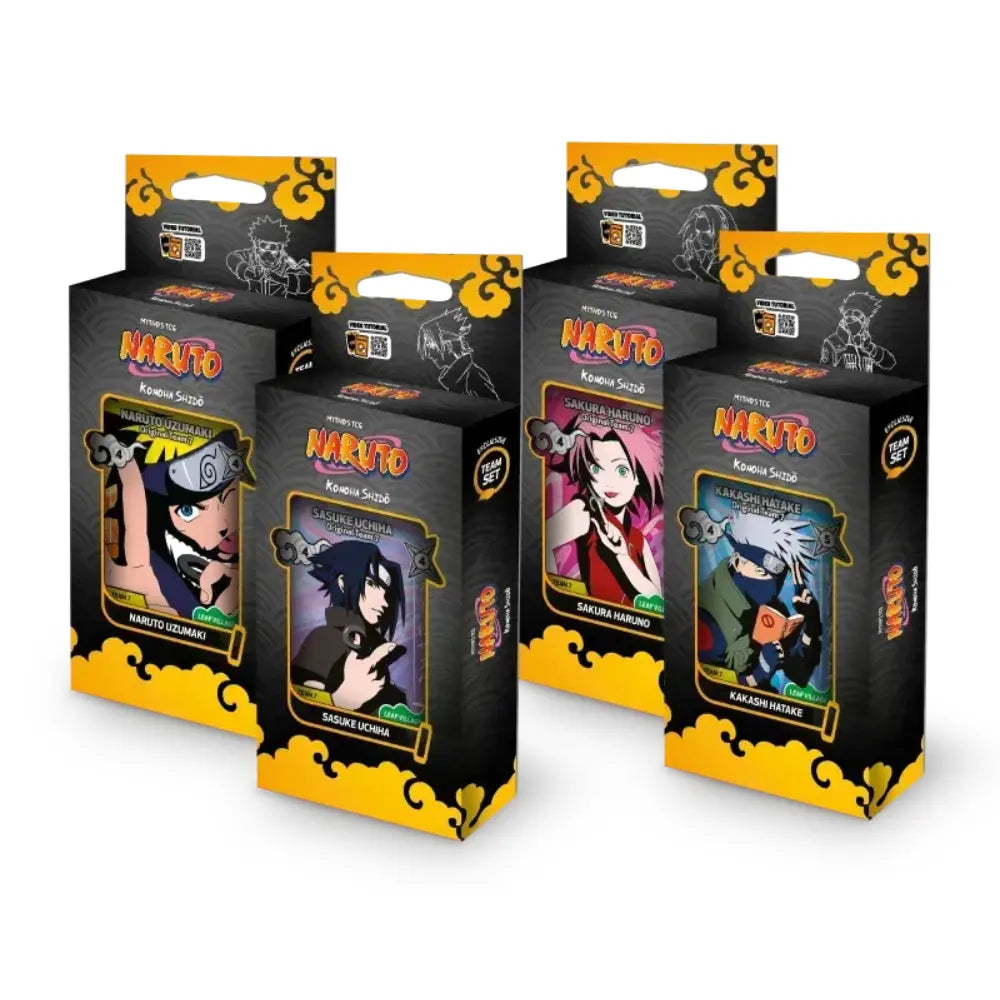 Naruto Mythos TCG Konoha Shido Team Set – alle 4 Charaktere (Naruto, Sasuke, Sakura, Kakashi) – bei CardsRfun