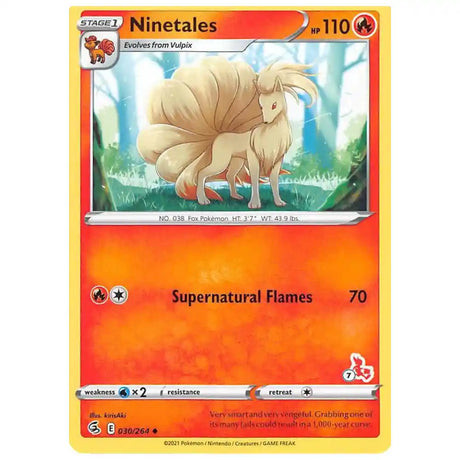 Ninetales - 030/264 (#7/23 Cinderace Stamped) - Battle Academy 2022 (BA22) CardsRfun