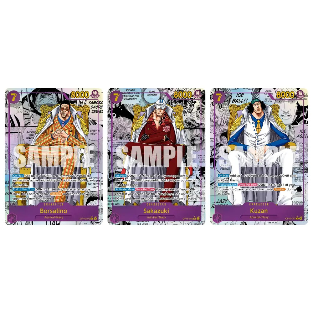 One Piece Card Game OP-16 Sample-Karten Borsalino Sakazuki Kuzan – bei CardsRfun