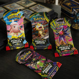 Pokemon Perfect Order Sleeved Booster auf Sammler-Schreibtisch – alle 4 Artworks