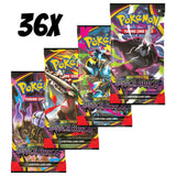 Pokémon Pitch Black Display – Seitenansicht mit Booster Packs