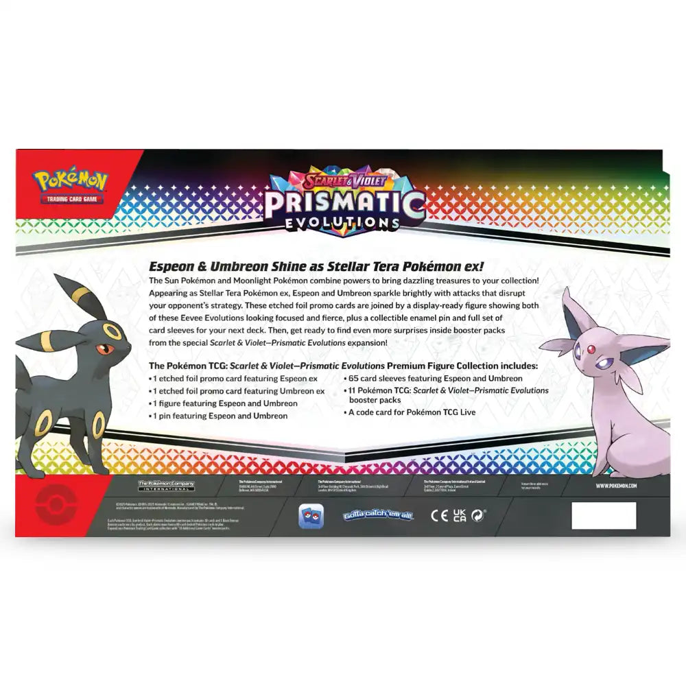 Pokemon Prismatic Evolutions Premium Figure Collection – Rückseite mit Inhaltsliste und Stellar-Tera-Beschreibung