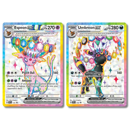 Espeon ex SVP 175 und Umbreon ex SVP 176 – beide Stellar-Tera-Full-Art-Promos der PE Premium Figure Collection