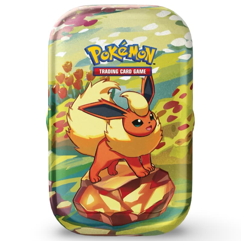 Pokemon Prismatic Evolutions Mini Tin – Flamara Artwork