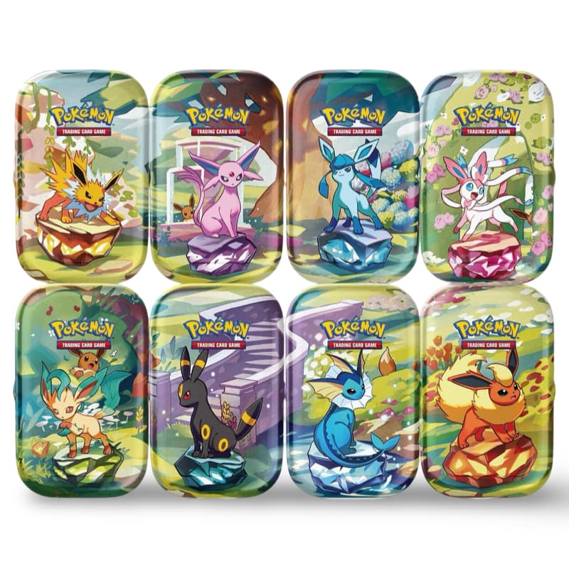 Alle 8 Prismatic Evolutions Mini Tins – Blitza, Psiana, Glaziola, Feelinara und mehr