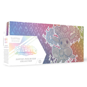 Pokemon Prismatic Evolutions Super Premium Collection Box – Eevee Stellar Tera Artwork, holografisches Design