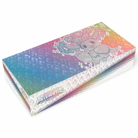 Pokemon Prismatic Evolutions Super Premium Collection Box Draufsicht – holografisches Design