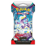 Pokemon Scarlet & Violet Sleeved Booster Nahaufnahme – Pack mit Miraidon auf dunklem Blitz-Artwork