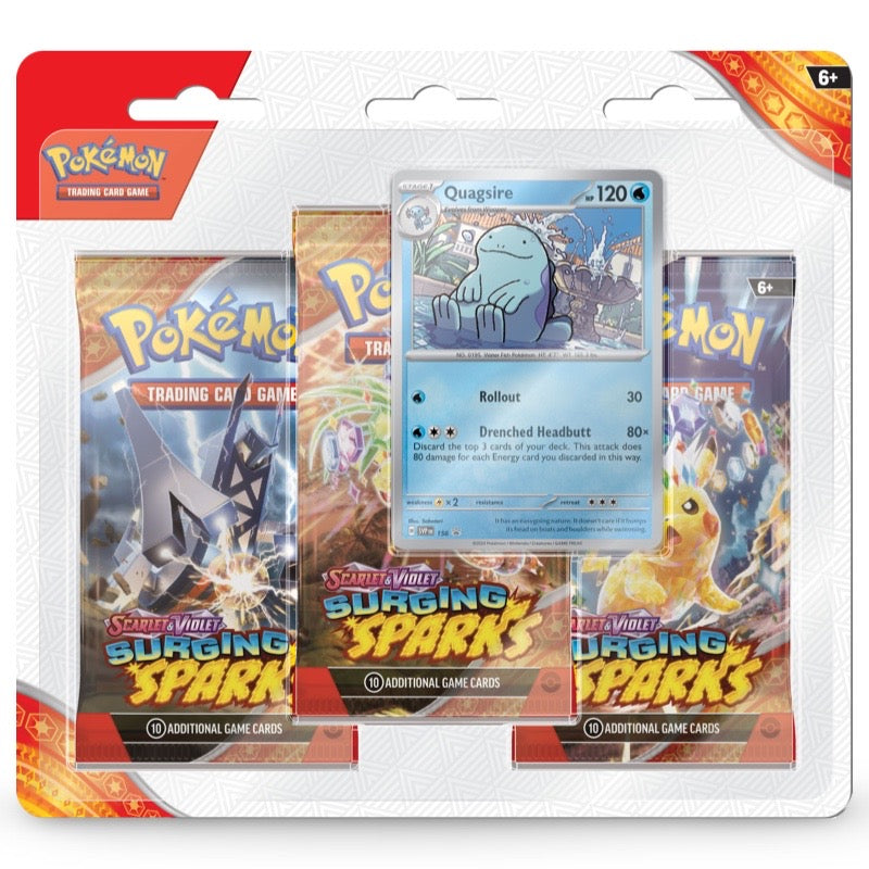 Pokemon Surging Sparks 3-Pack Blister Quagsire – 3 Booster Packs mit Quagsire Promo SVP 156