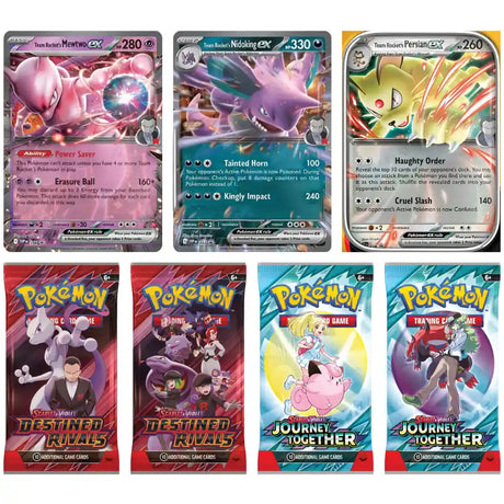 Pokemon Team Rocket Tin Inhalt – alle 3 ex-Promos und 4 Boosterpacks aus Destined Rivals und Journey Together