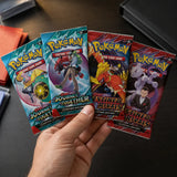 Alle 4 Booster Packs der Tin mit Journey Together und Destined Rivals