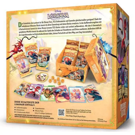 Disney Lorcana Schatzkiste der Luminari Rückseite mit Inhaltsliste – bei CardsRfun