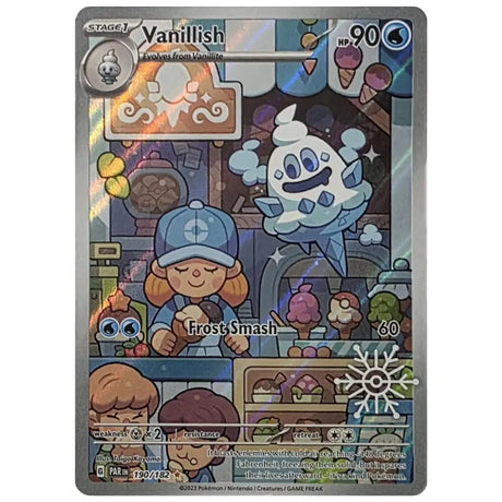 Vanillish PAR 190/182 Illustration Rare mit Schneeflocken-Stempel – holografische Winter-Promo-Karte, Near Mint