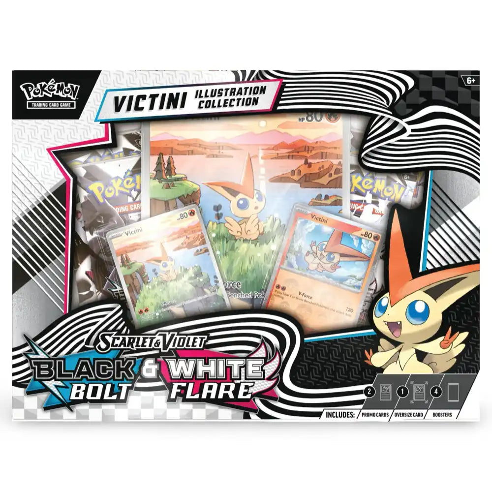 Pokemon Victini Illustration Collection – Box-Frontansicht mit Victini-Promos im Fenster