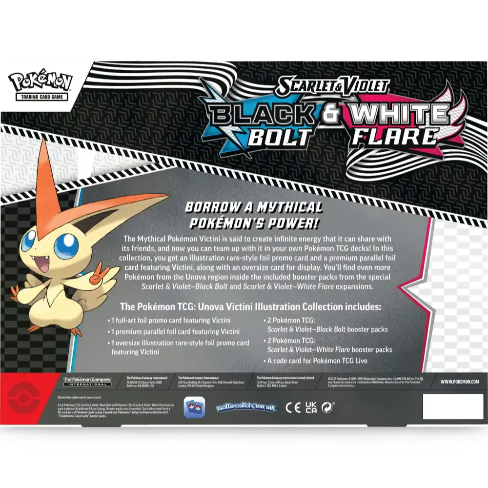 Pokemon Victini Illustration Collection – Rückseite mit Inhaltsangabe und Black Bolt & White Flare Branding