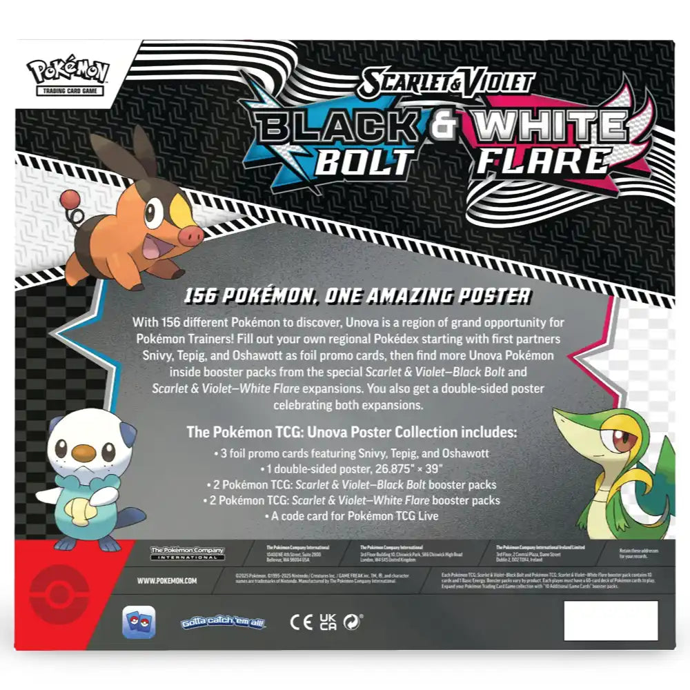 Pokemon Unova Poster Collection – Rückseite mit 156 Pokemon und Inhaltsbeschreibung – bei CardsRfun