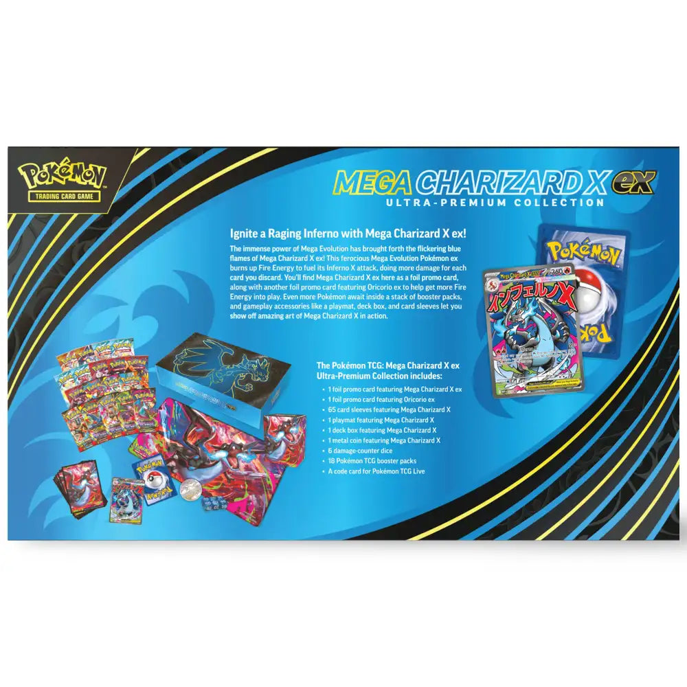 Pokemon Mega Charizard X ex Ultra Premium Collection Rückseite mit Inhaltsliste