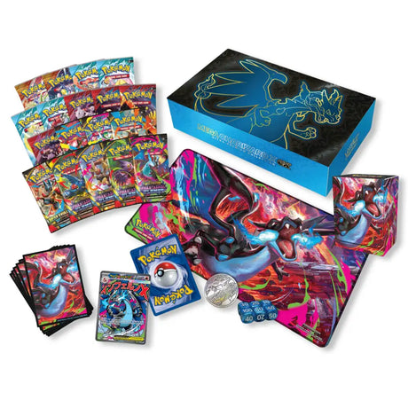 Pokemon Mega Charizard X ex Ultra Premium Collection – vollständiger Inhalt ausgebreitet
