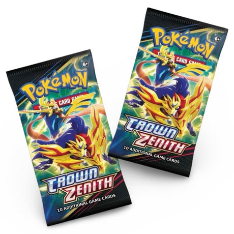 Zwei Crown Zenith Booster Packs (je 10 Karten) aus der Pokemon Crown Zenith Mini Tin – bei CardsRfun