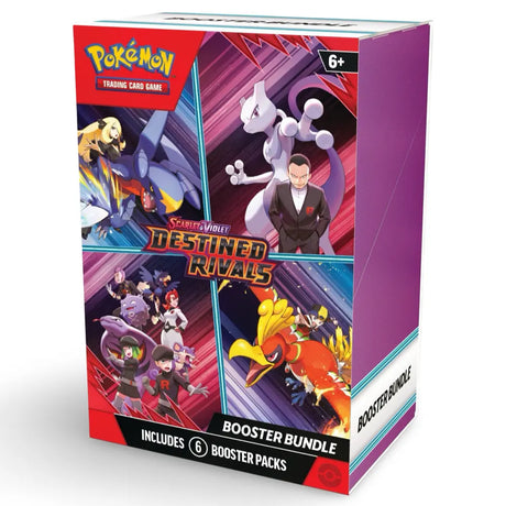 Pokemon Destined Rivals Booster Bundle – Frontansicht Box mit Mewtwo ex und Cynthia