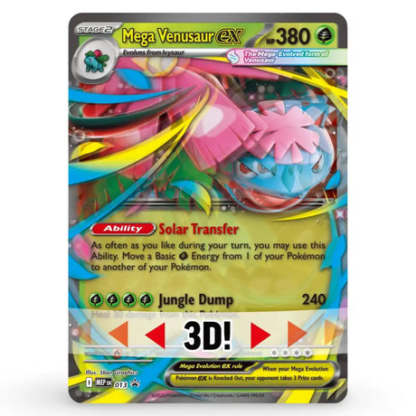 Pokemon Mega Venusaur ex – Oversize Lenticular-Karte mit 3D-Effekt, Artwork bewegt sich je nach Betrachtungswinkel