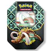 Pokemon Paldean Fates Tin – Great Tusk ex Variante, teal-schwarzes Design mit Shiny Great Tusk ex Promo-Karte 250 HP Ancient
