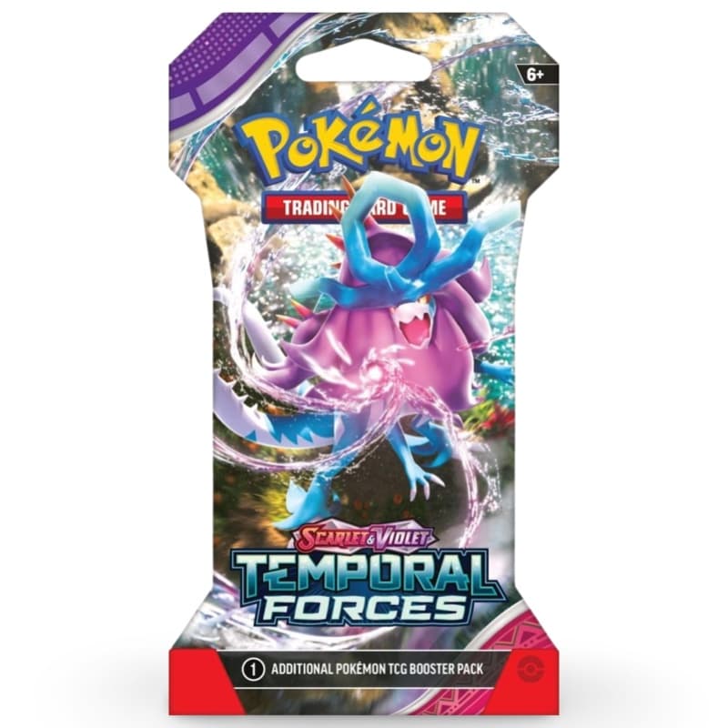 Pokemon Temporal Forces Sleeved Booster – Pack mit Walking Wake Artwork auf lila-blauem Hintergrund
