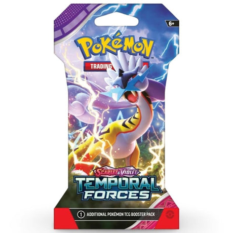 Pokemon Temporal Forces Sleeved Booster – Pack mit Raging Bolt Artwork und Blitz-Effekten auf dunklem Hintergrund