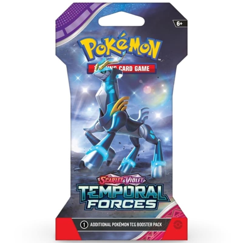 Pokemon Temporal Forces Sleeved Booster – Pack mit Iron Leaves Artwork auf dunklem Weltraum-Hintergrund