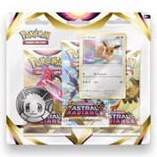Pokemon Astral Radiance 3-Pack Blister Evoli – Nahaufnahme mit Evoli-Promo-Karte und Evoli-Münze