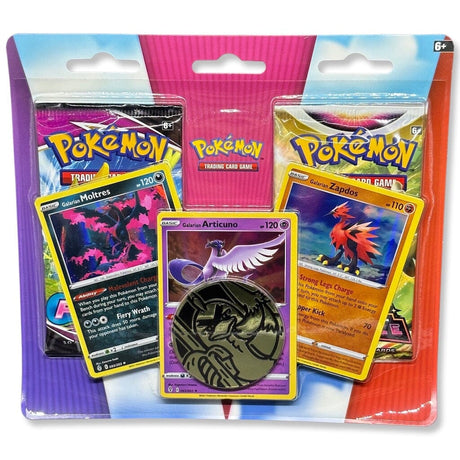 Pokemon Galarian Birds Trio 2-Pack Blister – Galar-Arktos, Galar-Zapdos und Galar-Lavados Promos mit Pikachu-Münze